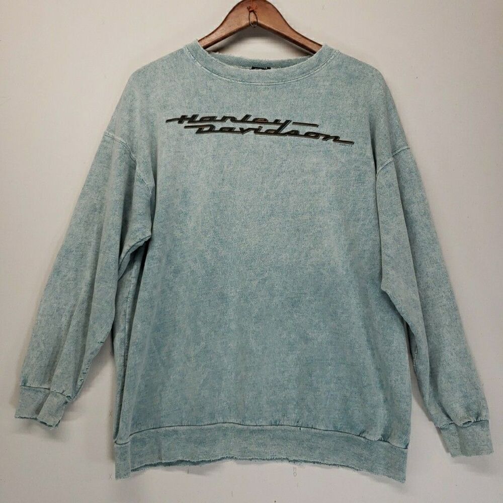 Vintage Harley Davidson Crewneck Sweatshirt Made USA Charlotte Y2K 1998 Thrashed